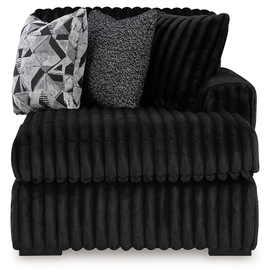 Midnight-Madness Onyx Velvet 3-Piece Sectional with Chaise - Image 2