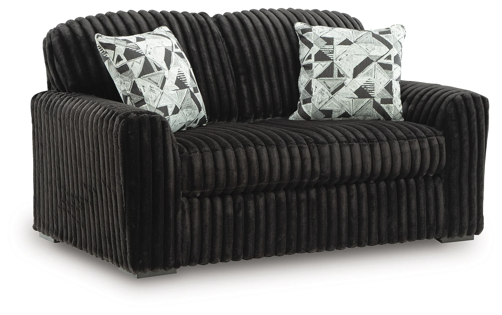 Midnight-Madness Onyx Velvet Loveseat - Image 2