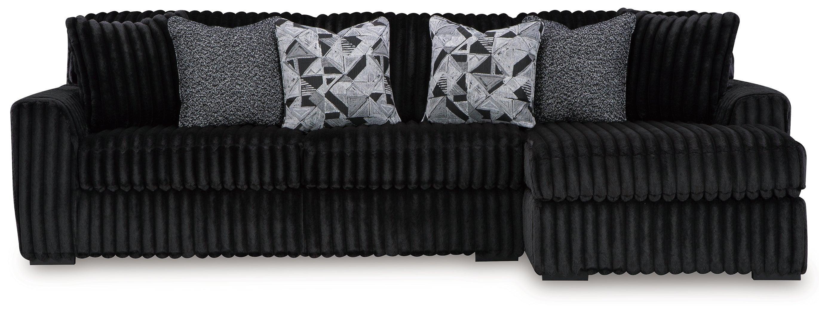 Midnight-Madness Onyx Velvet 2-Piece Sectional Sofa with Chaise - Image 2