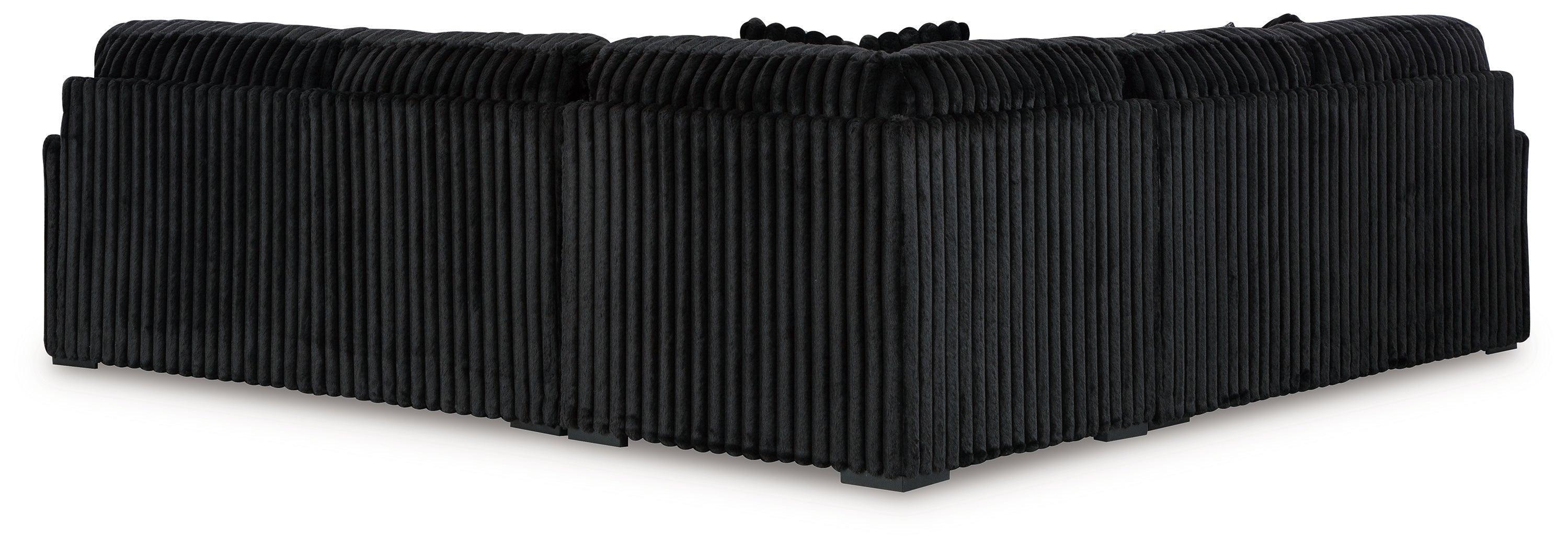Midnight-Madness Onyx Velvet 3-Piece Sectional - Image 3
