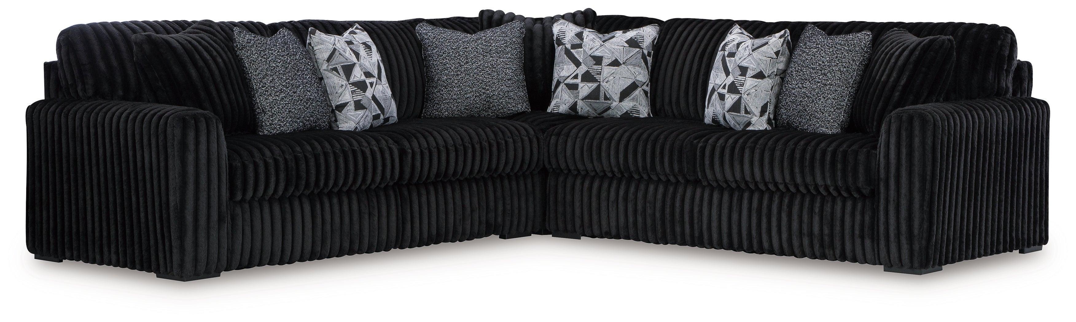 Midnight-Madness Onyx Velvet 3-Piece Sectional - Image 2