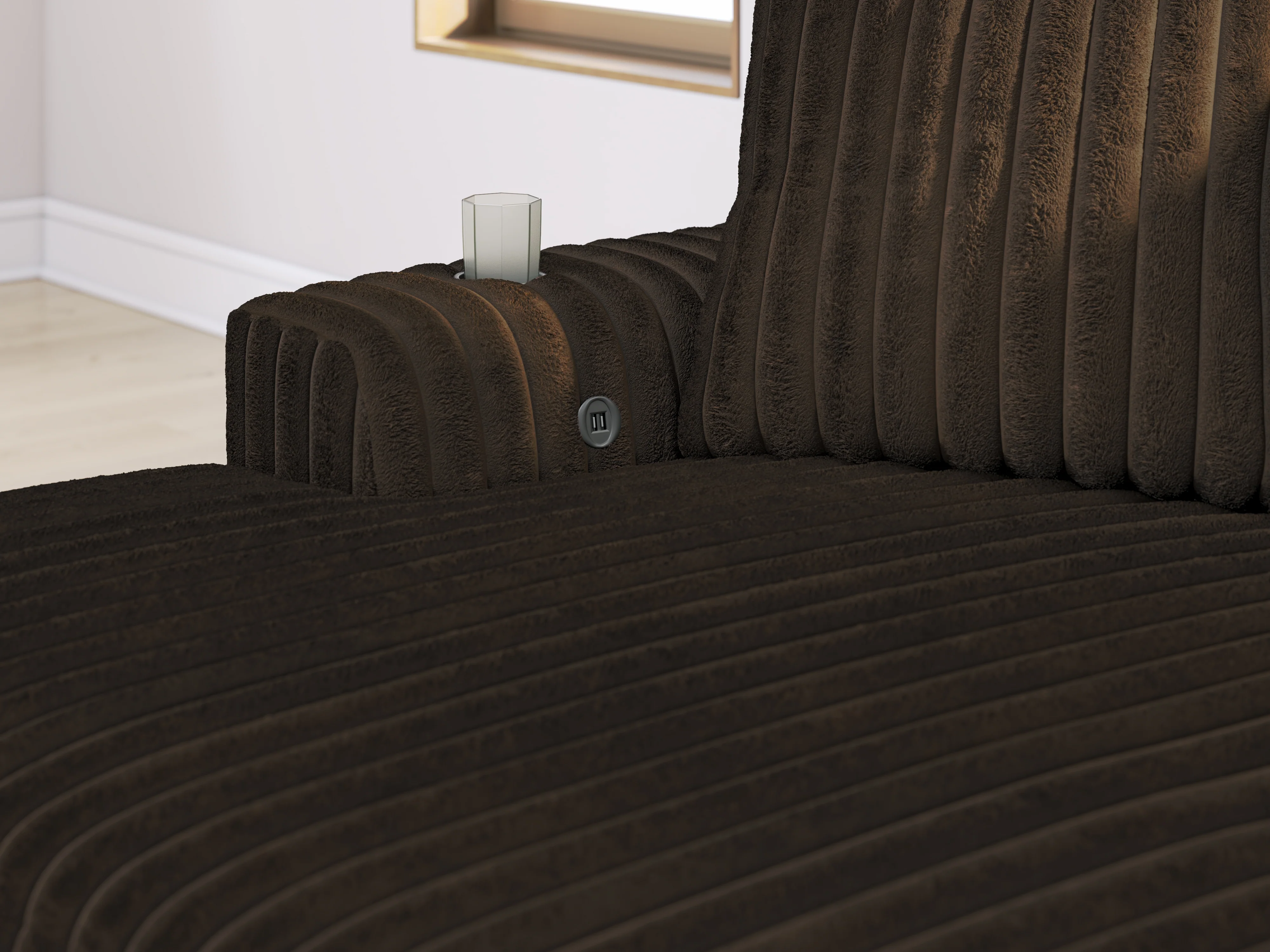 Midnight-Madness Chocolate Velvet Oversized Chaise - Image 3