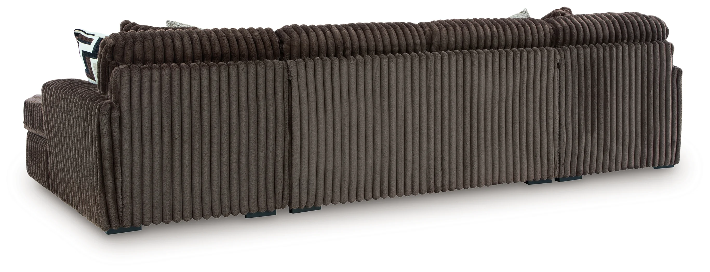 Midnight-Madness Chocolate Velvet 3-Piece Sectional with Chaise - Image 2