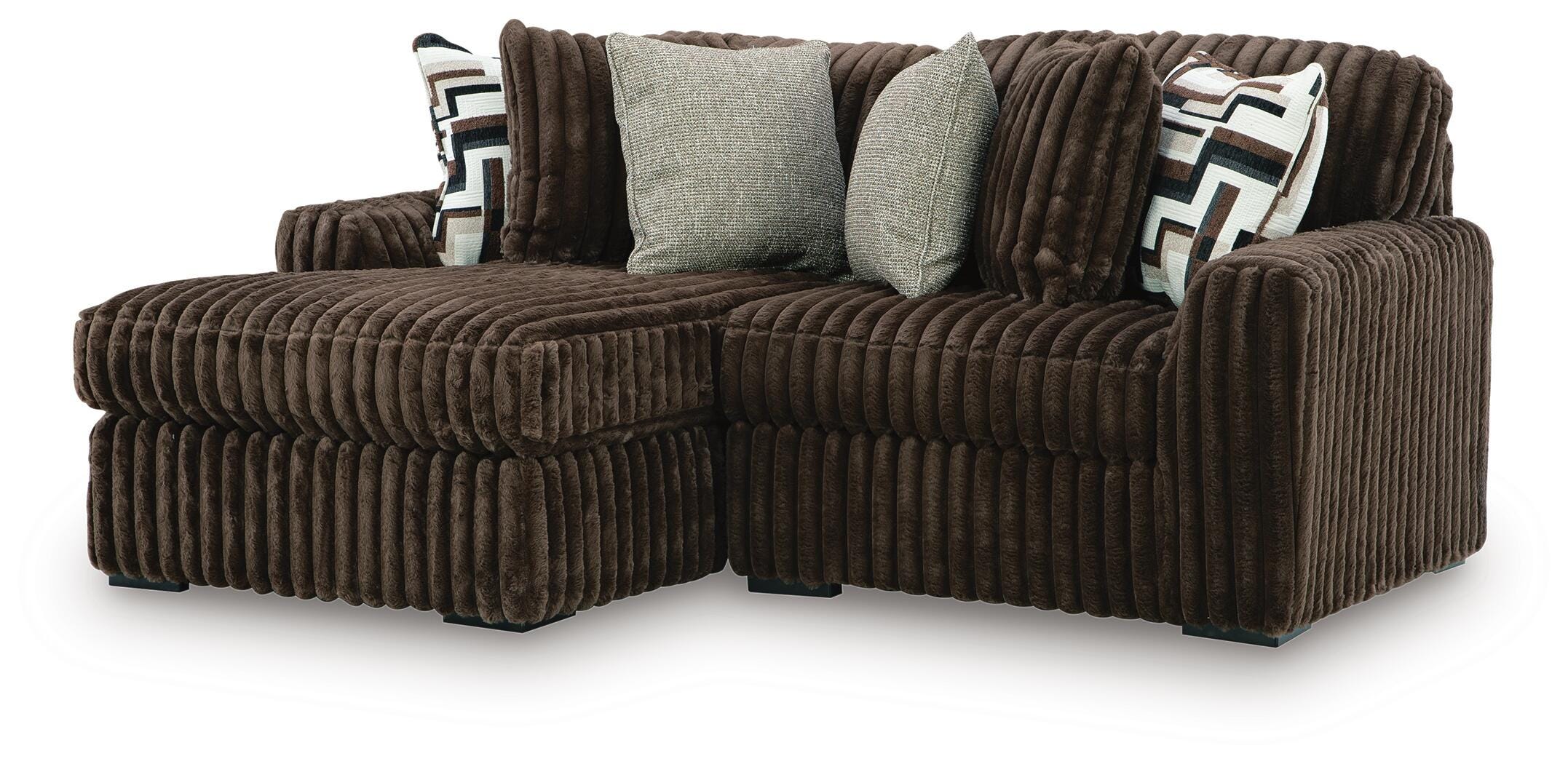 Midnight-Madness Chocolate 2-Piece Sectional with Chaise - Image 2