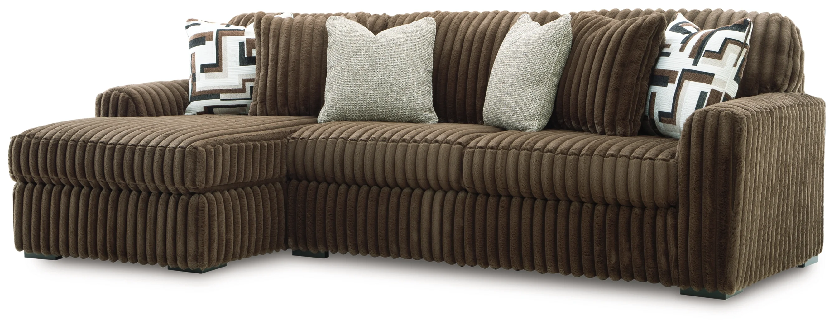Midnight-Madness Chocolate Velvet 2-Piece Sectional Sofa with Chaise - Image 2