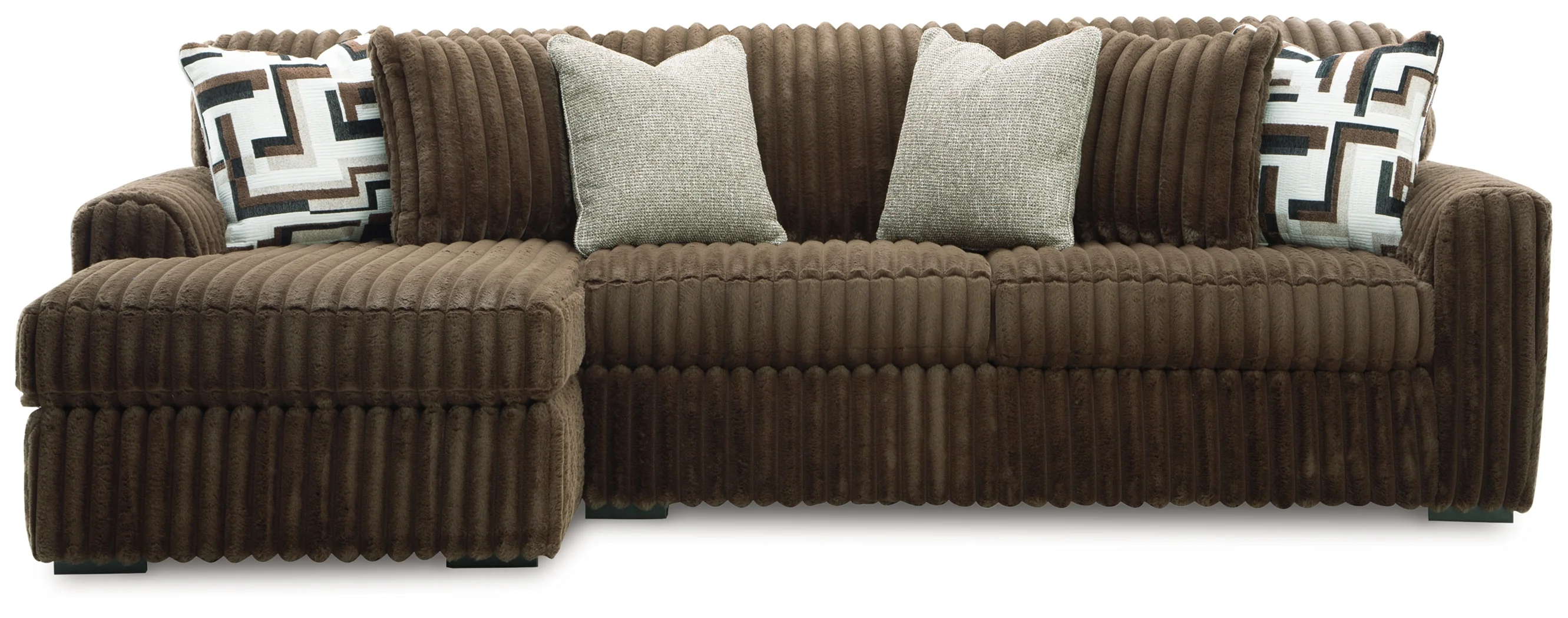 Midnight-Madness Chocolate Velvet 2-Piece Sectional Sofa with Chaise - Image 3