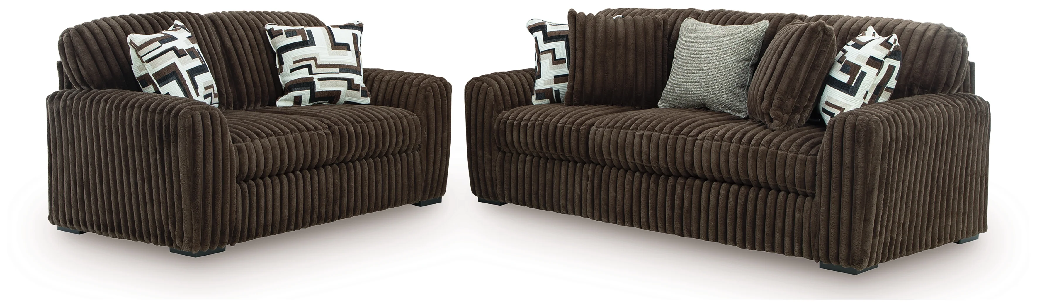 Midnight-Madness Chocolate Sofa and Loveseat - Image 2