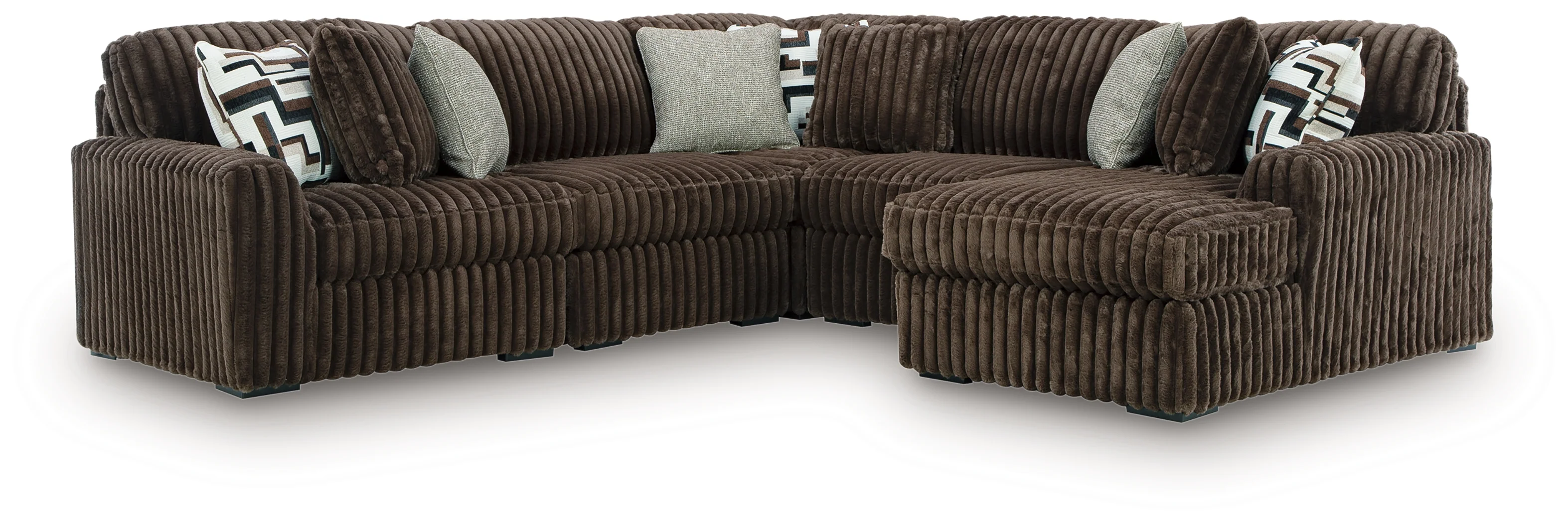 Midnight-Madness Chocolate 5-Piece Sectional with Chaise - Image 3