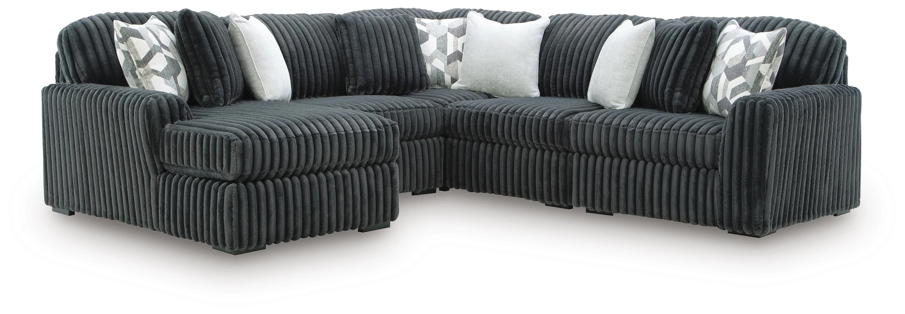Midnight-Madness Gunmetal 5-Piece Sectional with Chaise - Image 2