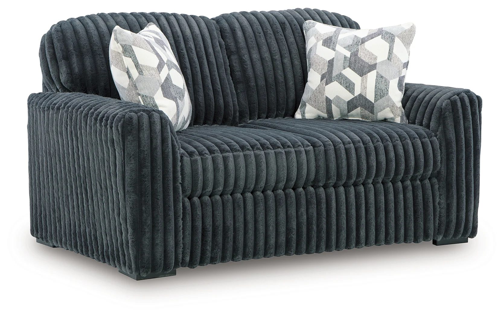 Midnight-Madness Gunmetal Velvet Loveseat - Image 2