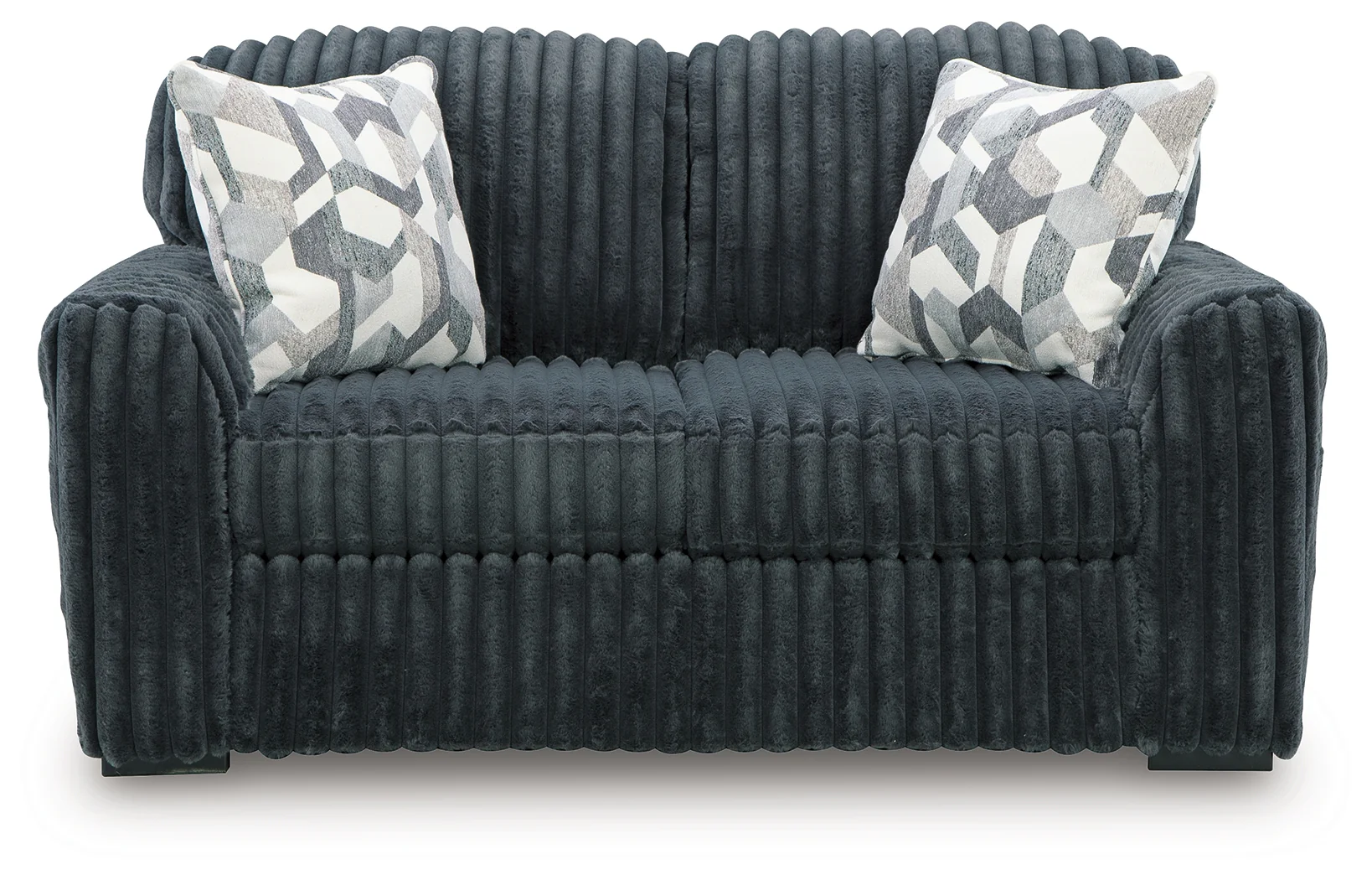 Midnight-Madness Gunmetal Velvet Loveseat - Image 3
