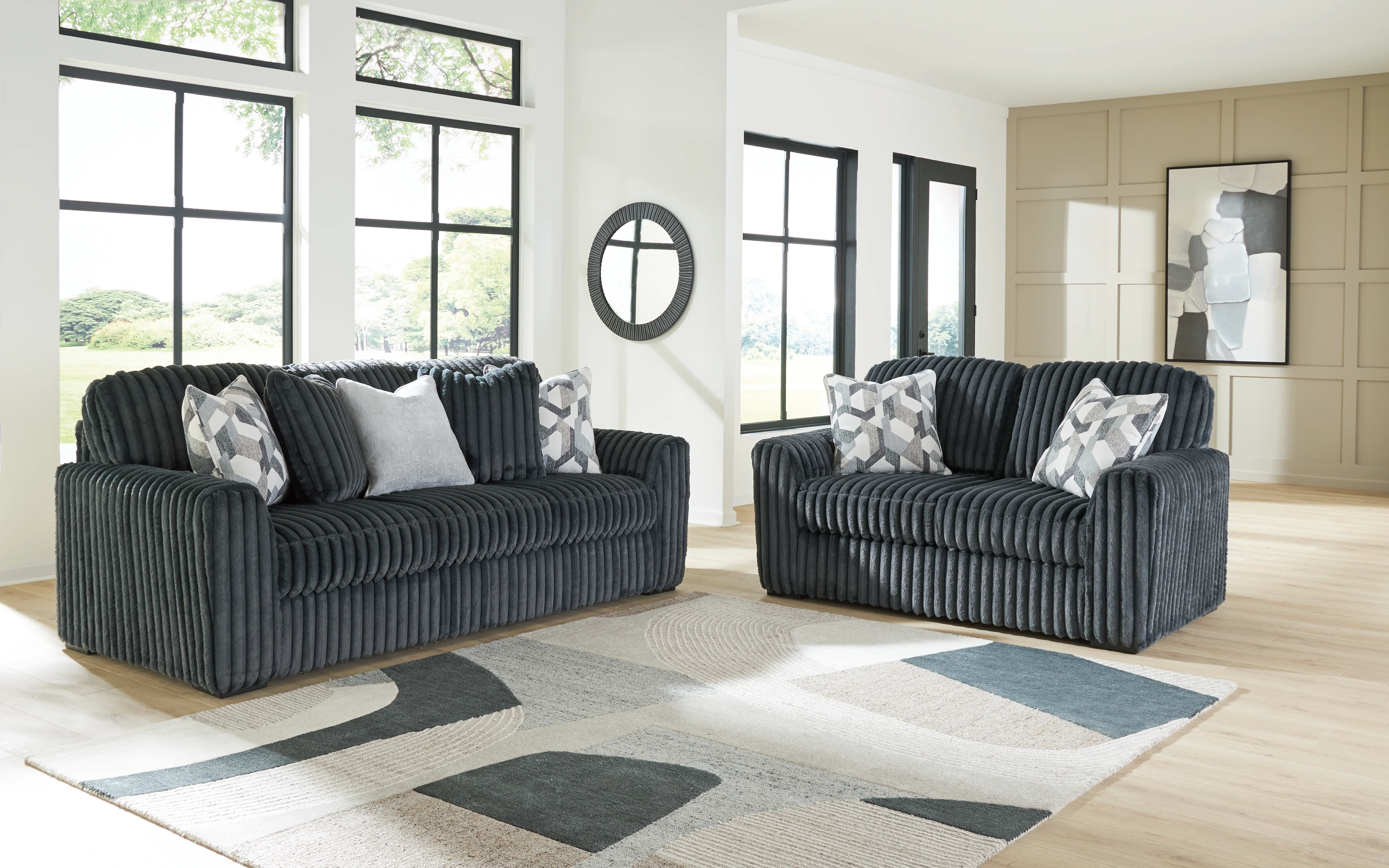 Midnight-Madness Gunmetal Sofa and Loveseat - Image 2