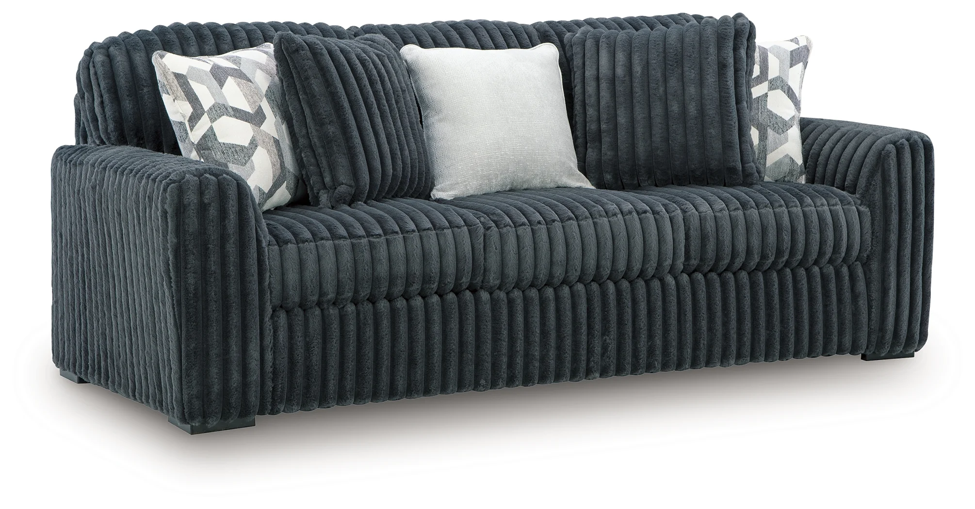Midnight-Madness Gunmetal Velvet Sofa - Image 2