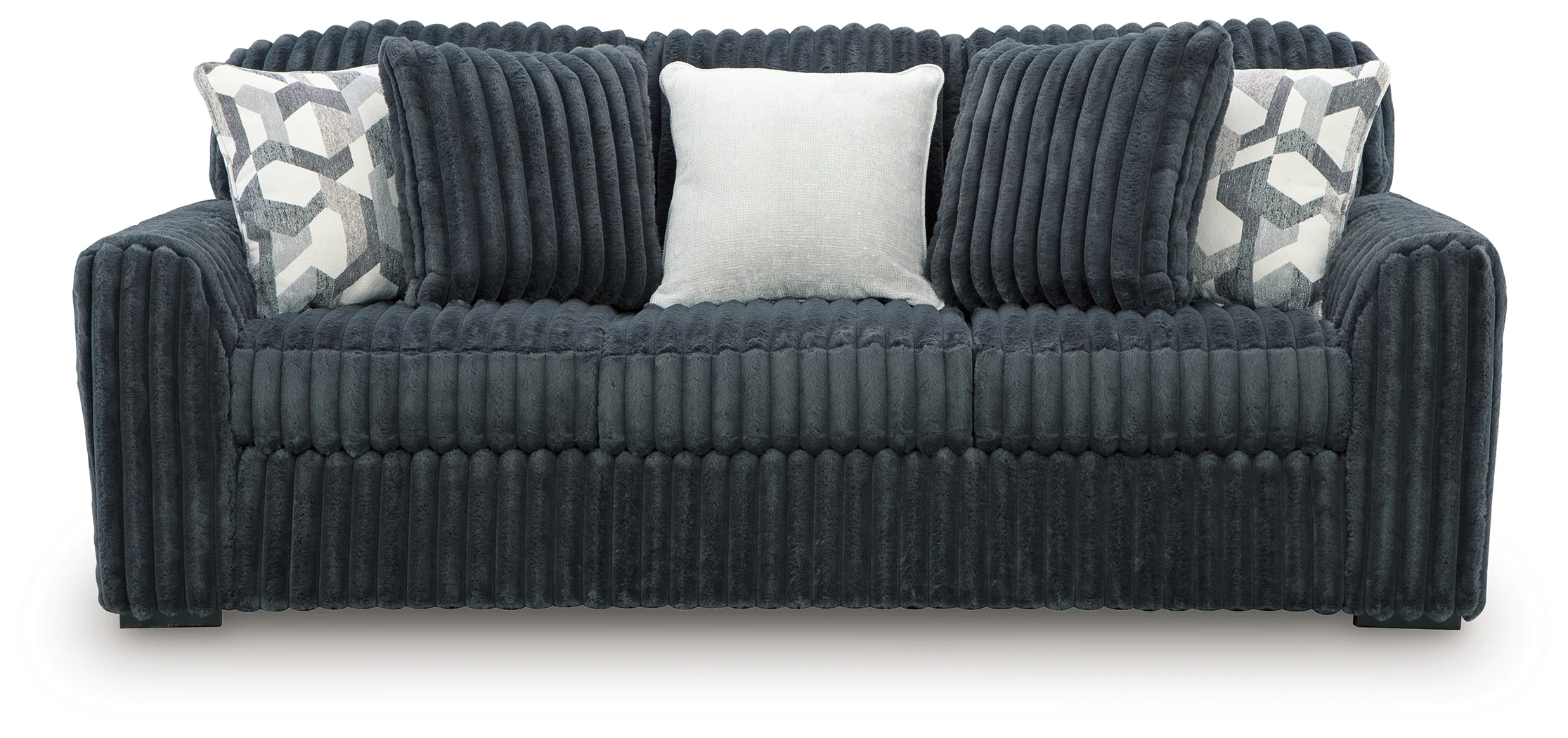 Midnight-Madness Gunmetal Velvet Sofa - Image 3