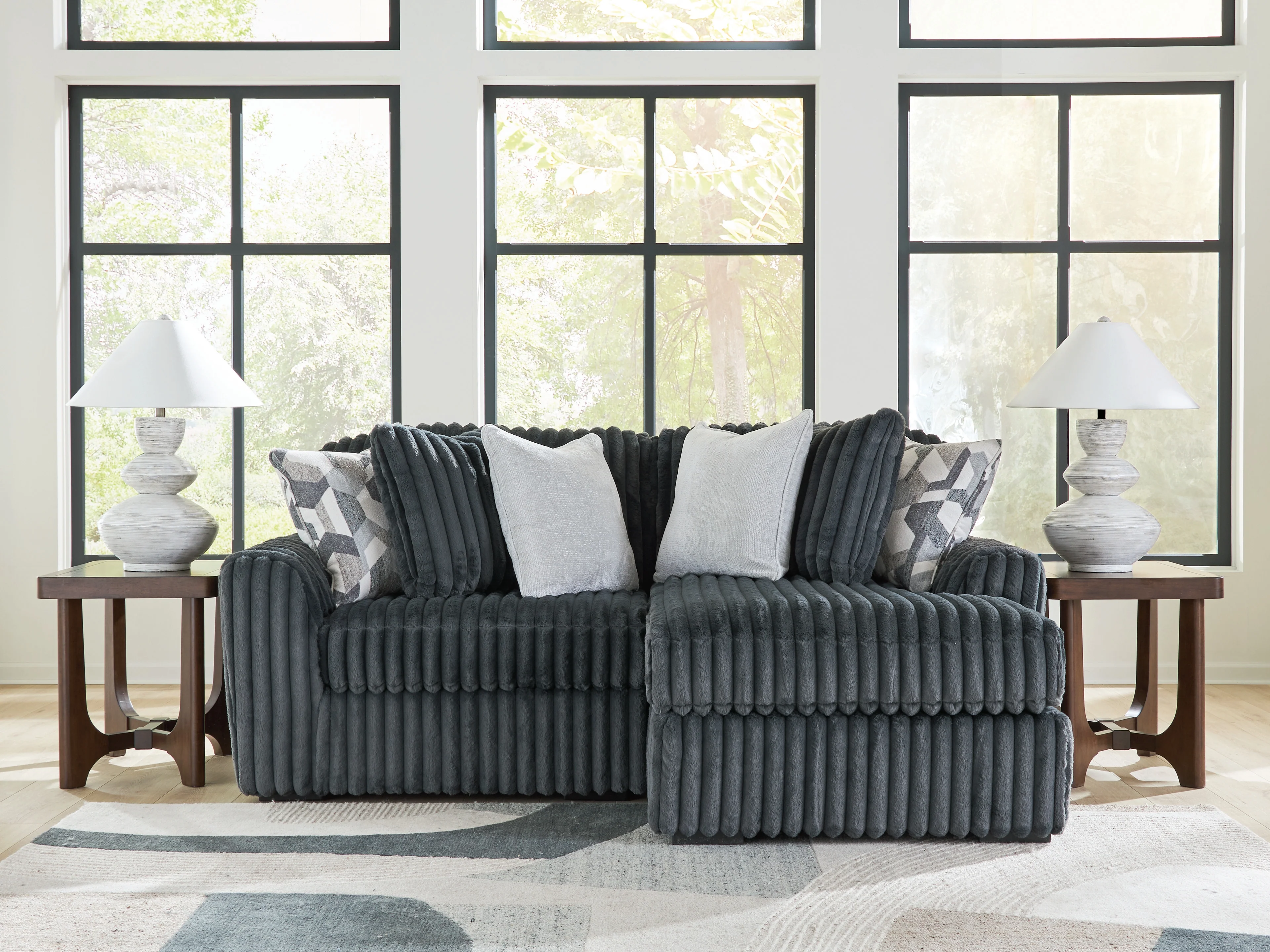 Midnight-Madness Gunmetal 2-Piece Sectional with Chaise - Image 2