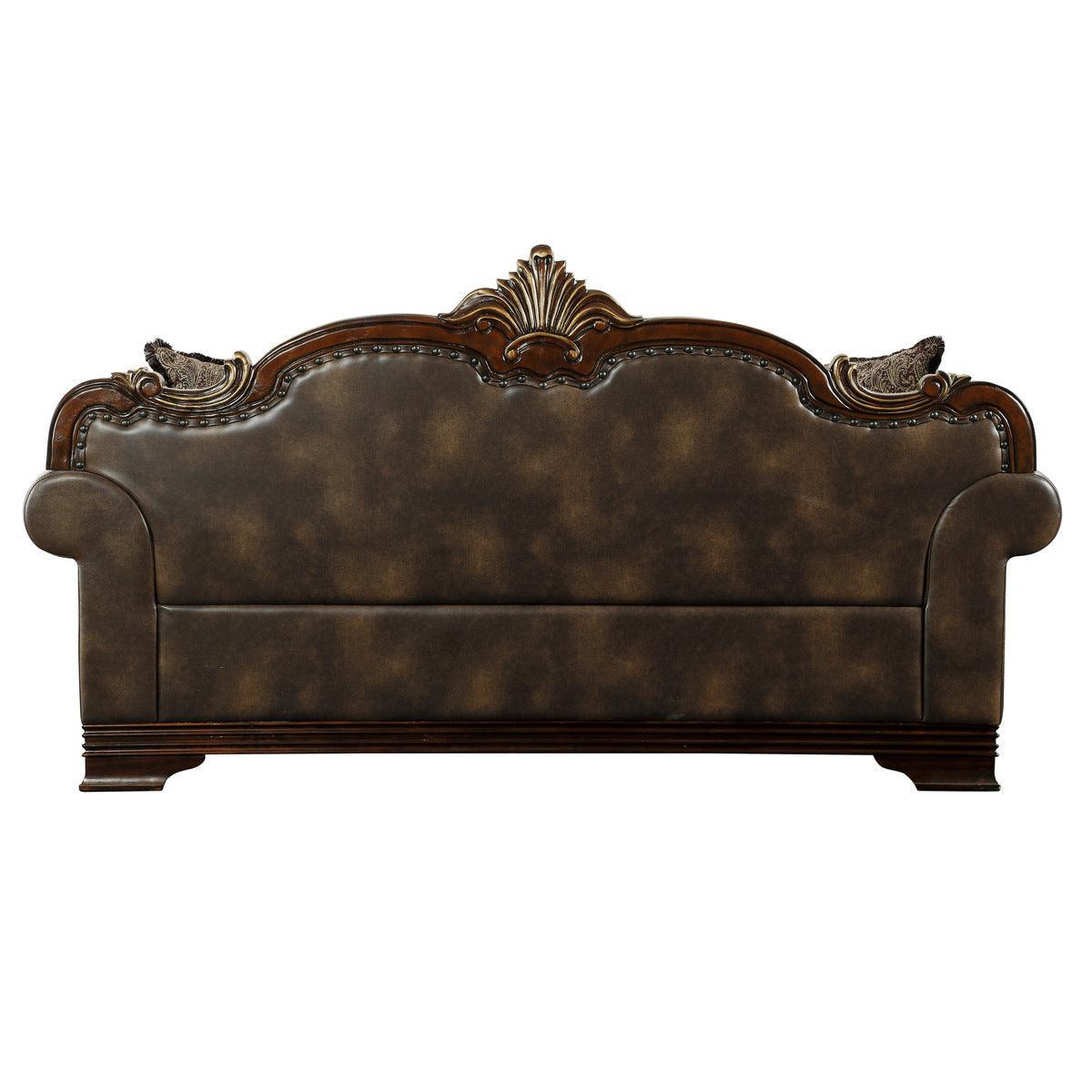 Croydon Brown Faux Leather Fabric Tufted Sofa - Image 3