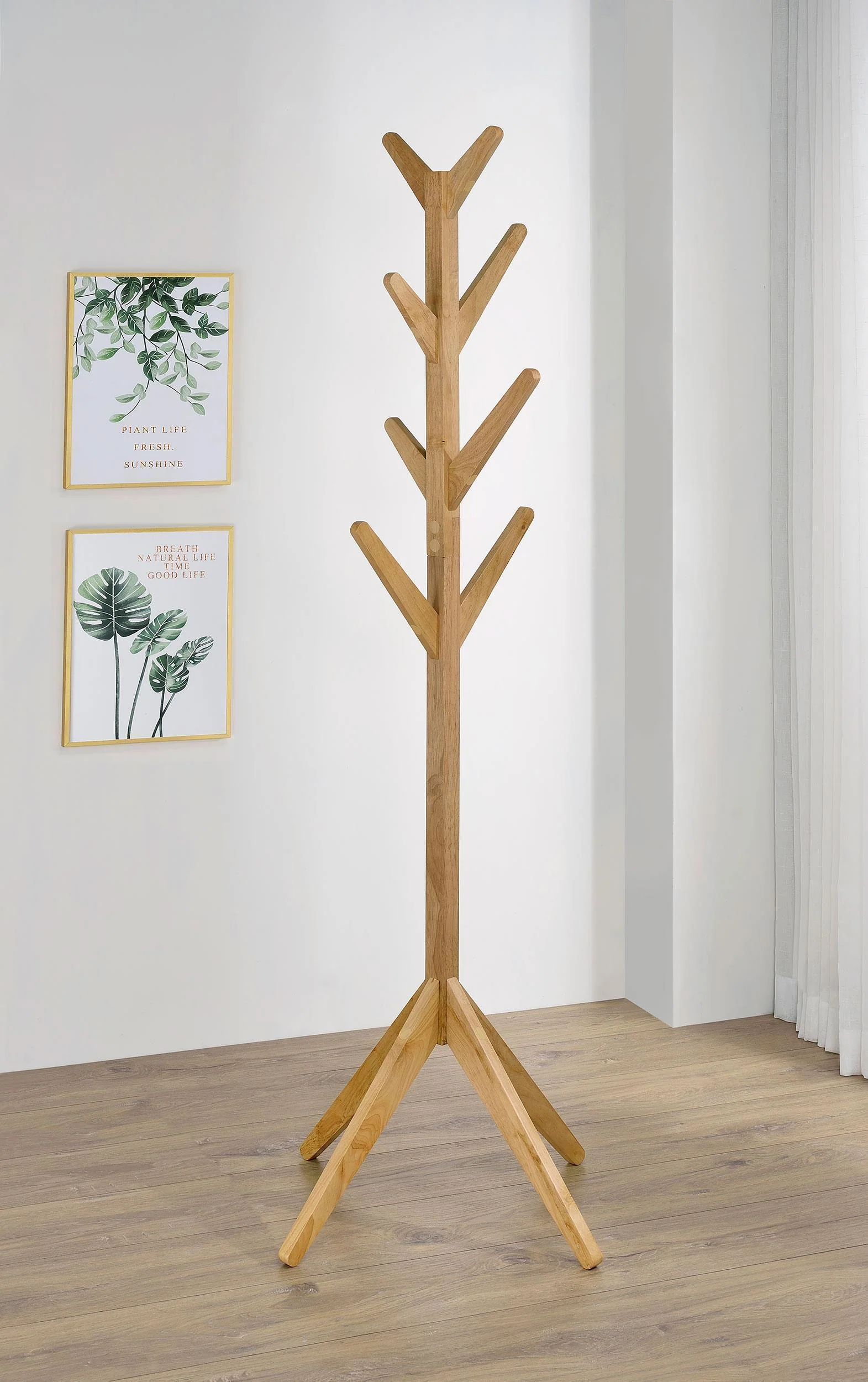 Margaret Solid Wood Coat Rack Clothing Hanger Natural Oak - Image 2