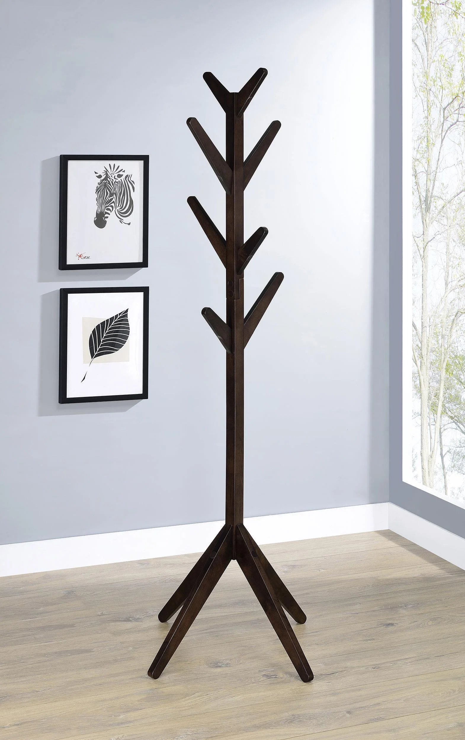 Margaret Solid Wood Coat Rack Clothing Hanger Cappuccino - Image 2