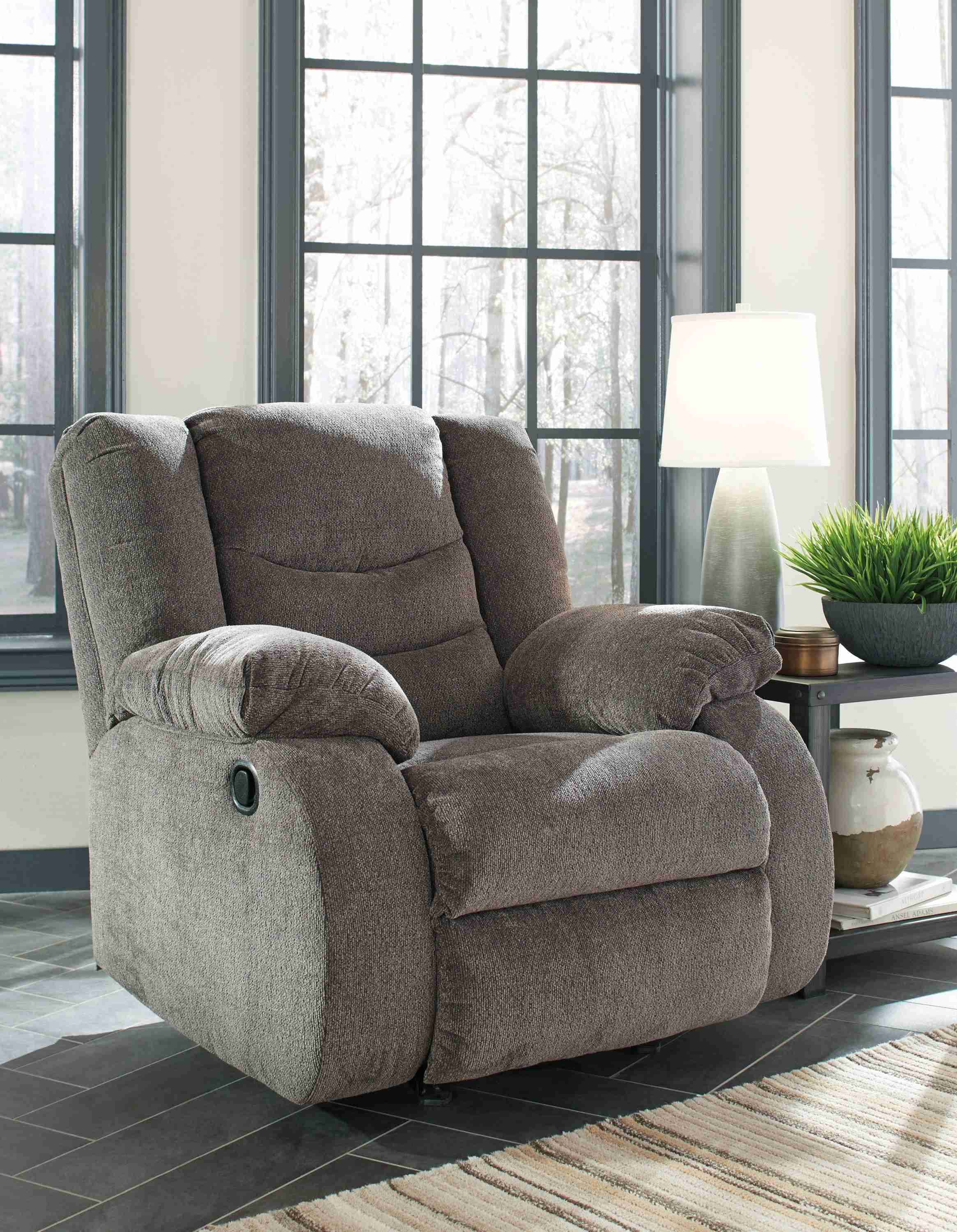 Tulen Gray Chenille Recliner - Image 3