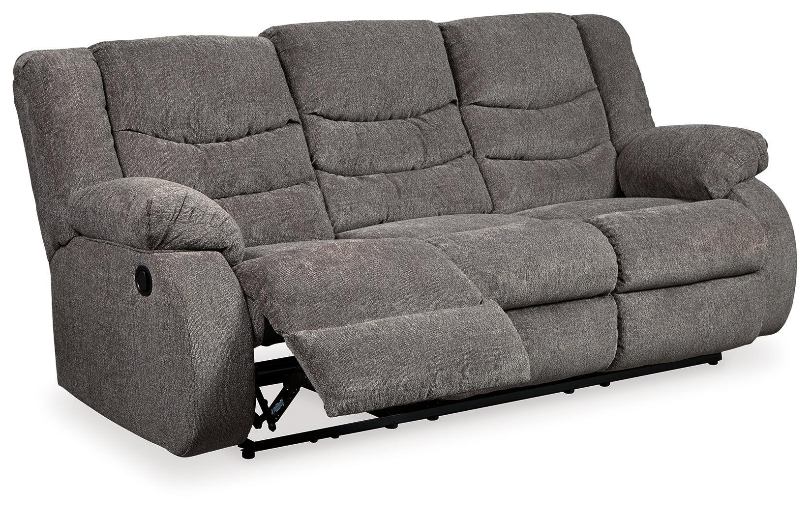 Tulen Gray Chenille Reclining Sofa - Image 3