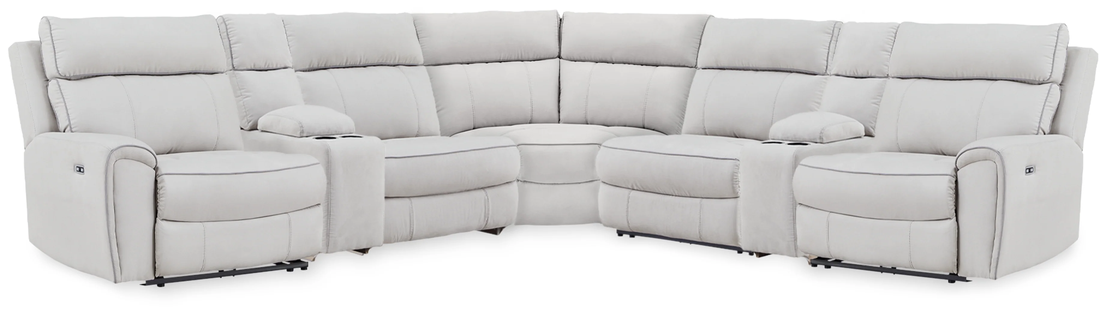 Social Pointe Pearl/Ash Chenille 7-Piece Reclining Sectional with Storage Consoles - Image 2