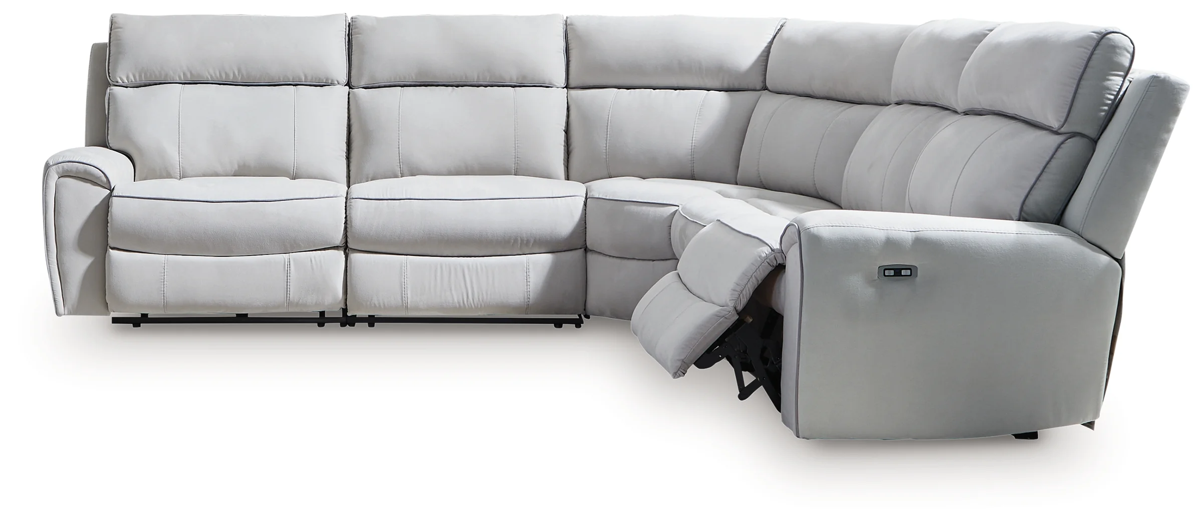 Social Pointe Pearl/Ash Chenille 5-Piece Power Reclining Sectional - Image 2