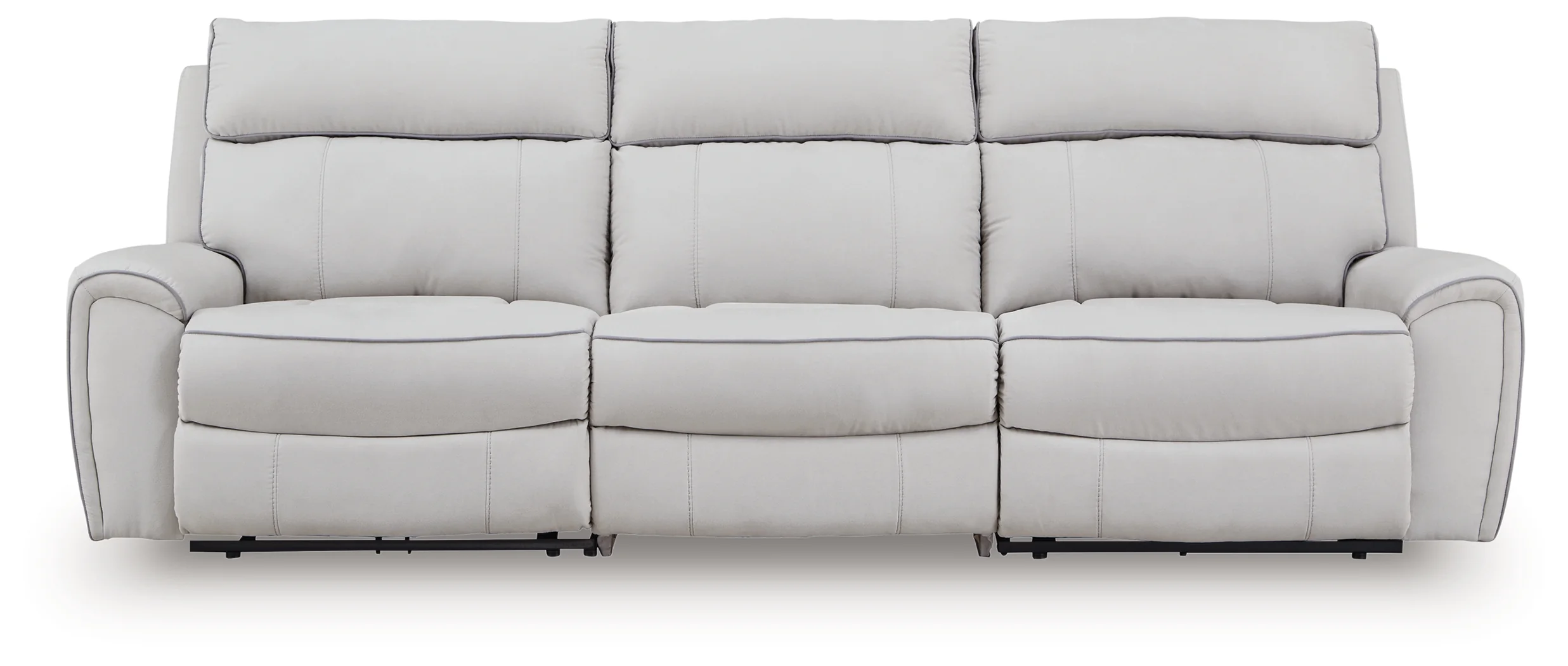 Social Pointe Pearl/Ash Chenille 3-Piece Power Reclining Sectional - Image 2