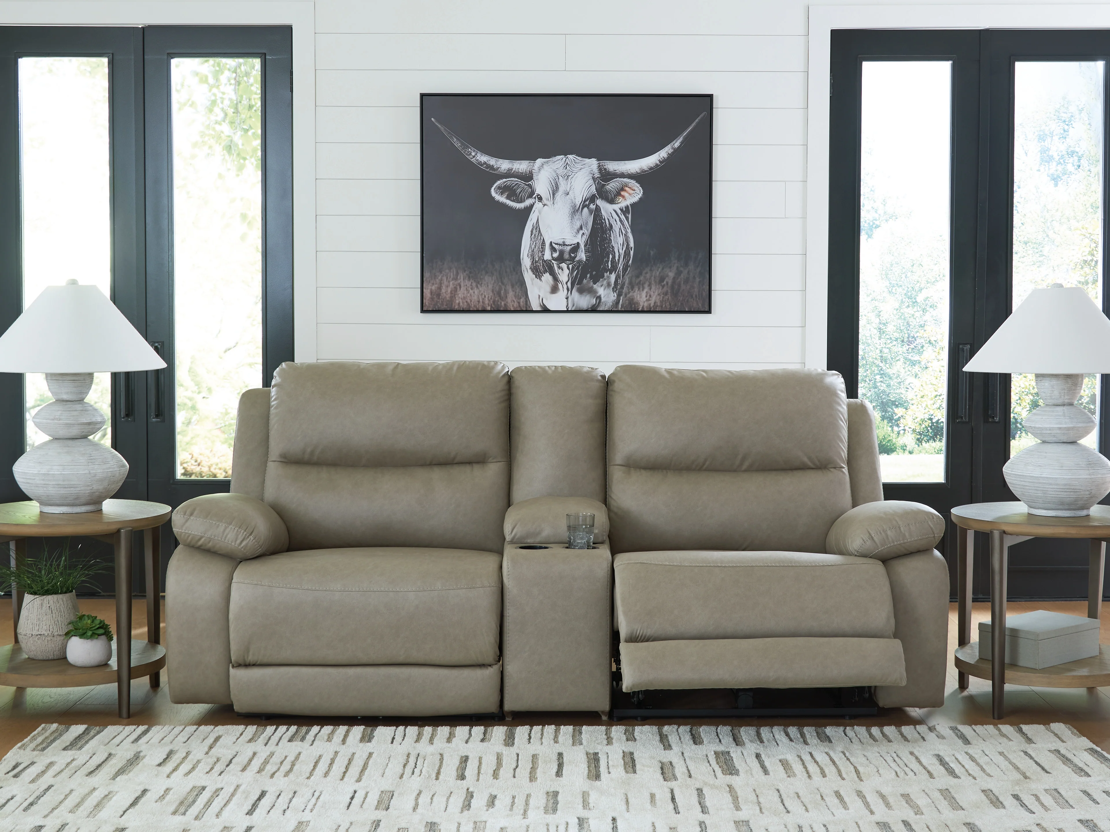 Narwhal Place Pebble Faux Leather 3-Piece Power Reclining Sectional - Image 3