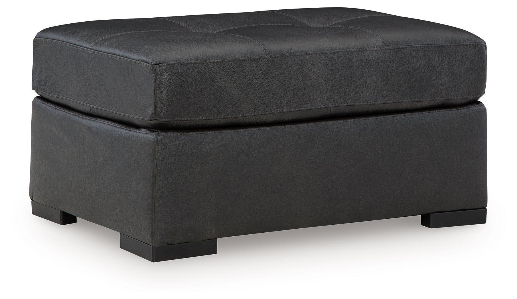 Brindley Pier Fog Leather Oversized Accent Ottoman - Image 2
