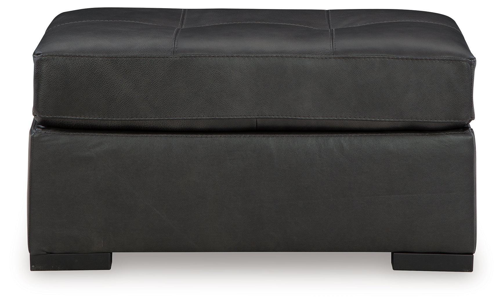 Brindley Pier Fog Leather Oversized Accent Ottoman - Image 3