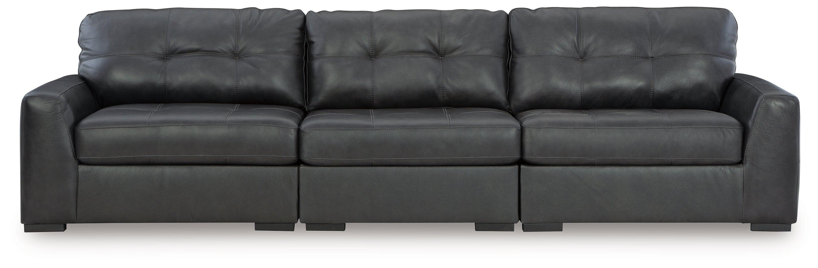 Brindley Pier Fog Leather 3-Piece Sectional Sofa - Image 2