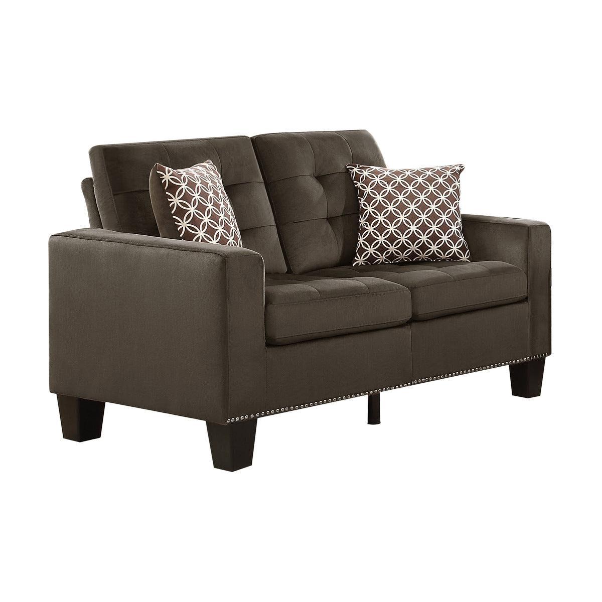 Latana Chocolate Fabric Tufted Love Seat - Image 3