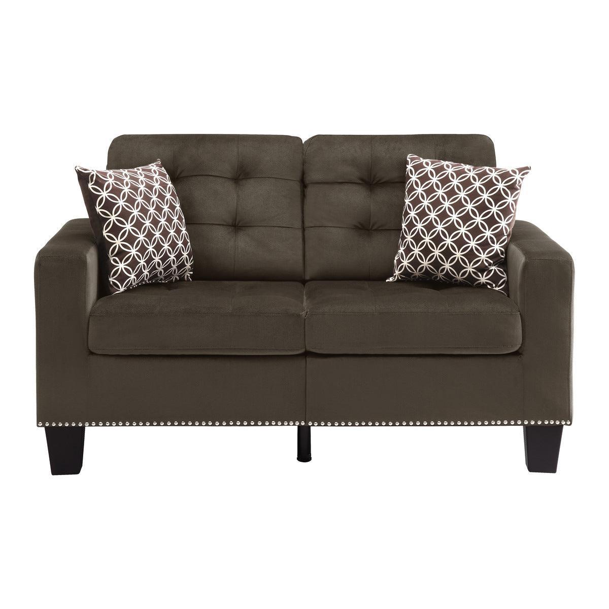 Latana Chocolate Fabric Tufted Love Seat - Image 1