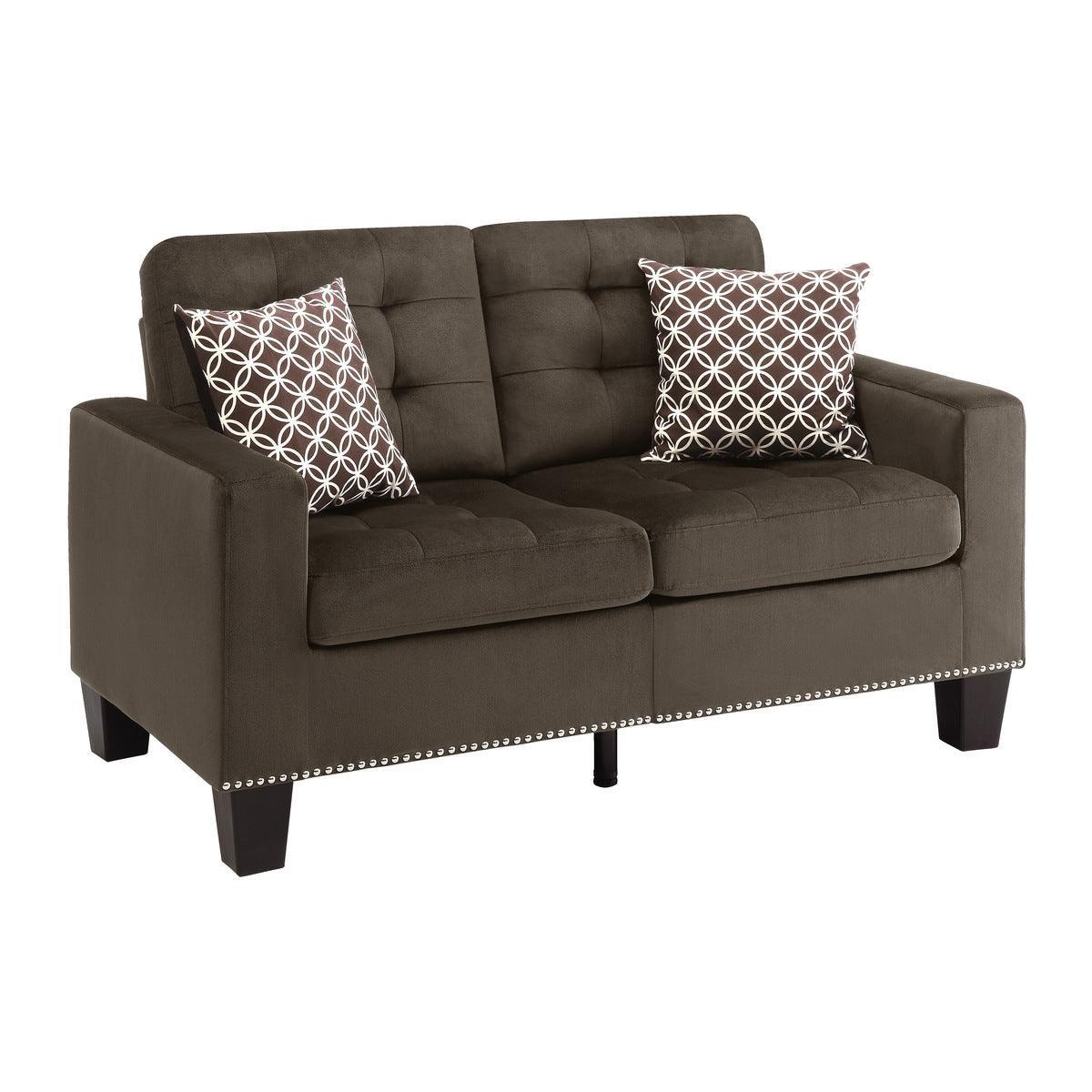 Latana Chocolate Fabric Tufted Love Seat - Image 2