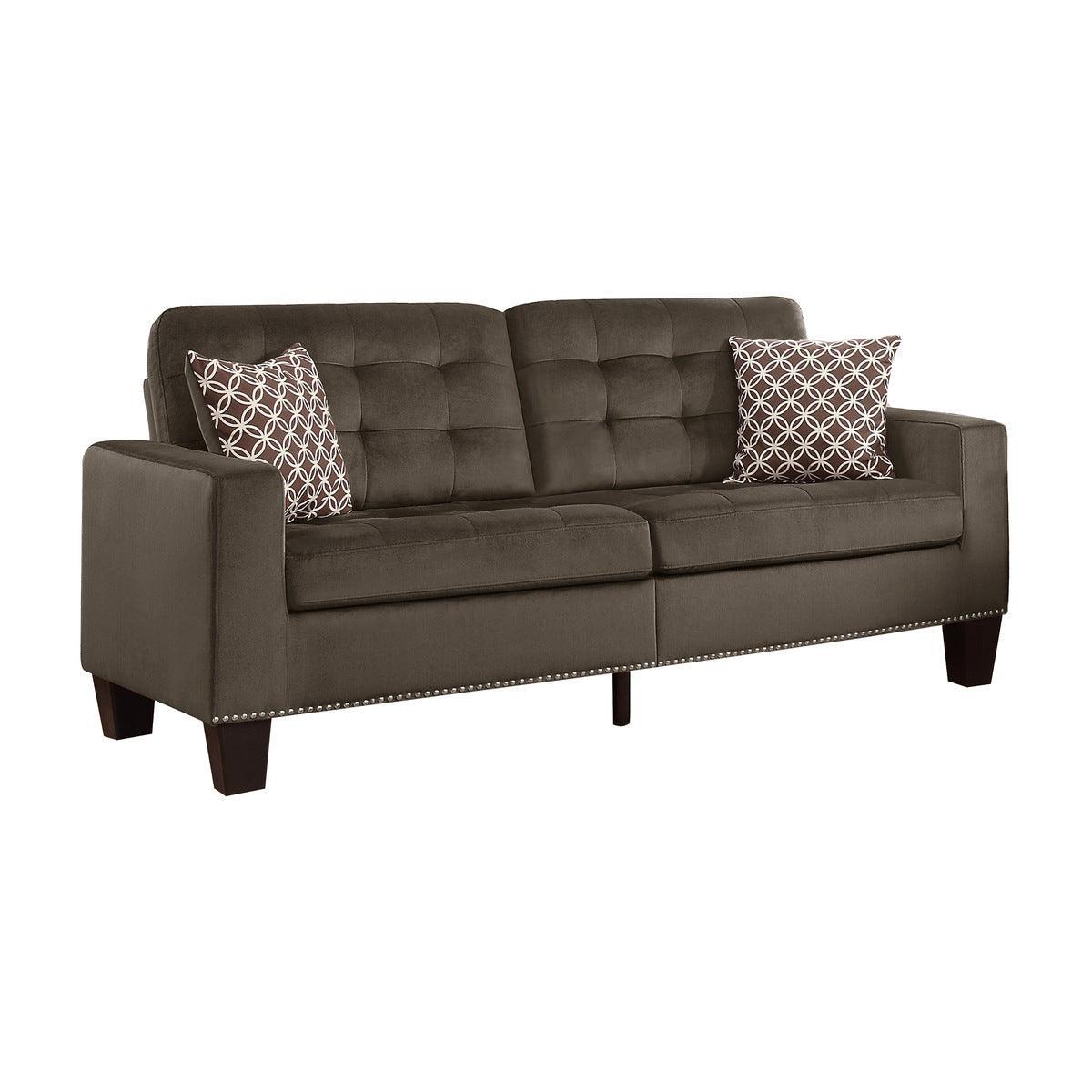 Lantana Chocolate Fabric Tufted Sofa - Image 2