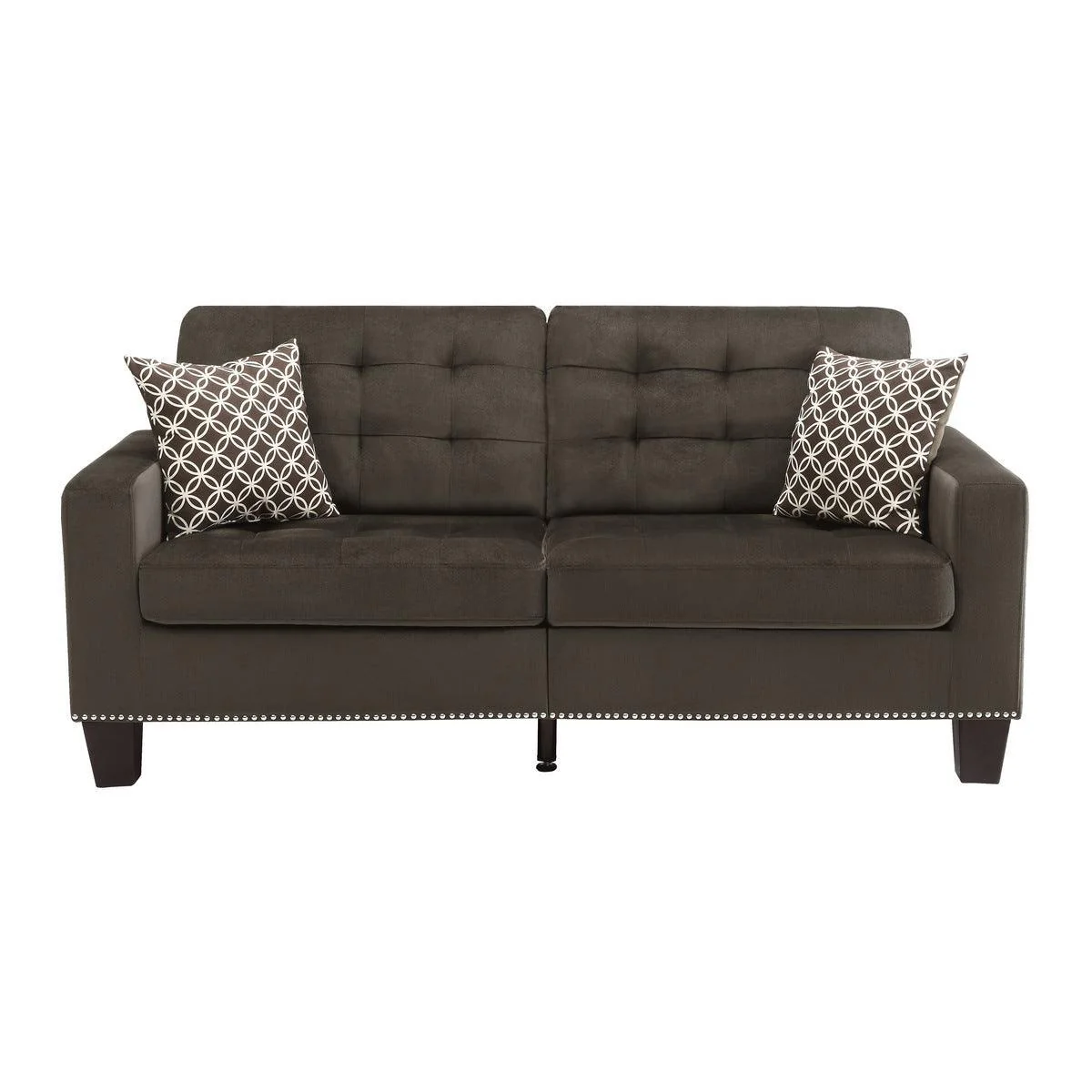 Lantana Chocolate Fabric Tufted Sofa - Image 1