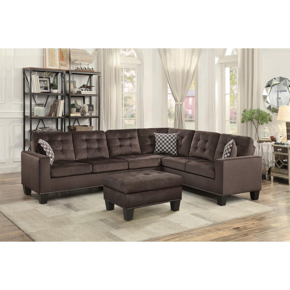Lantana Chocolate Fabric Reversible Sectional - Image 1