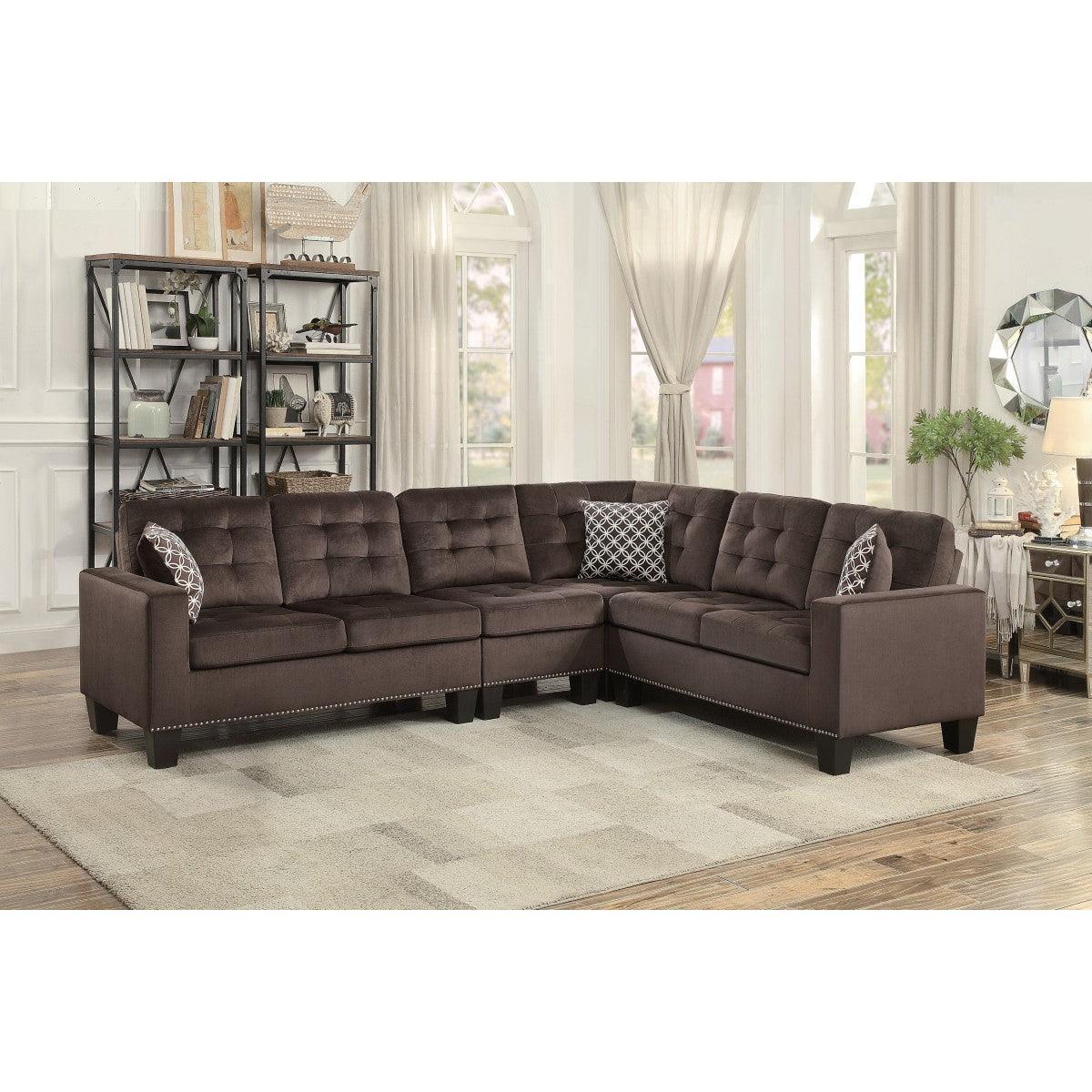 Lantana Chocolate Fabric Reversible Sectional - Image 2