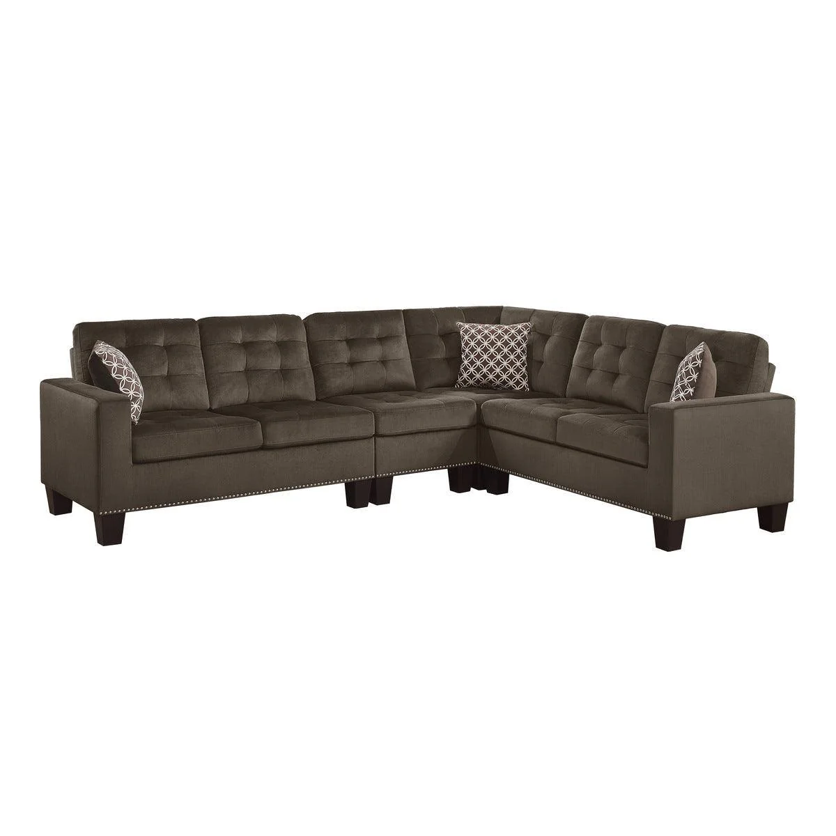 Lantana Chocolate Fabric 2-Piece Reversible Sectional - Image 1