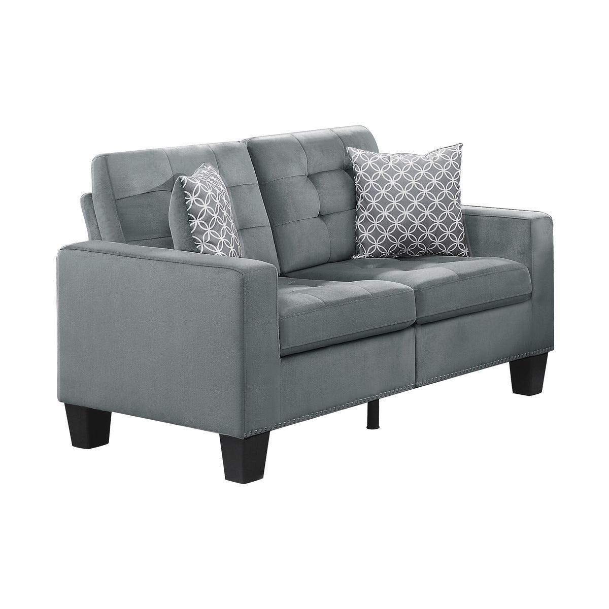 Lantana Gray Fabric Tufted Love Seat - Image 3