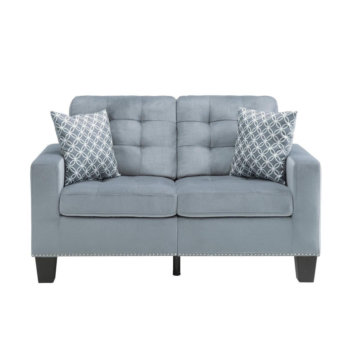 Lantana Gray Fabric Tufted Love With 2 Pillows - Image 1