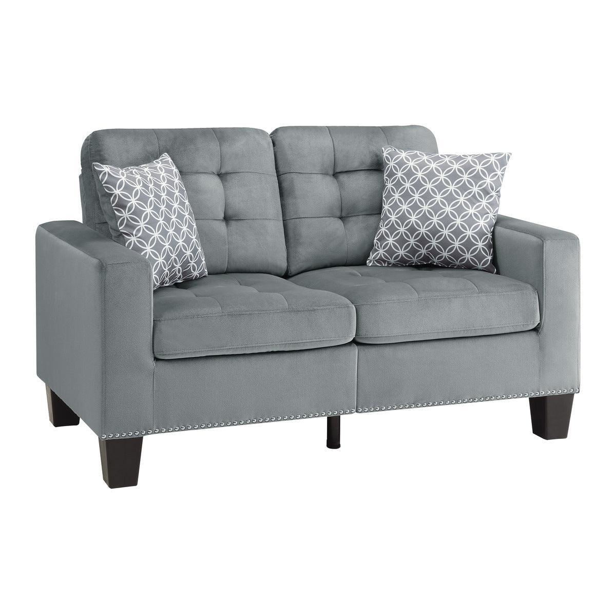 Lantana Gray Fabric Tufted Love Seat - Image 2