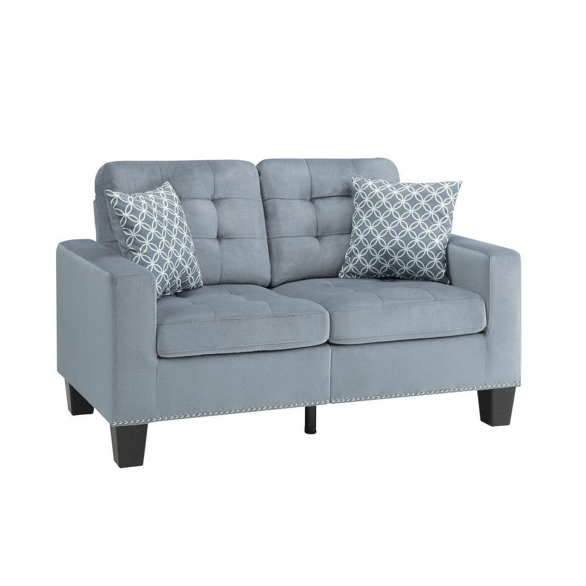 Lantana Gray Fabric Tufted Love With 2 Pillows - Image 2