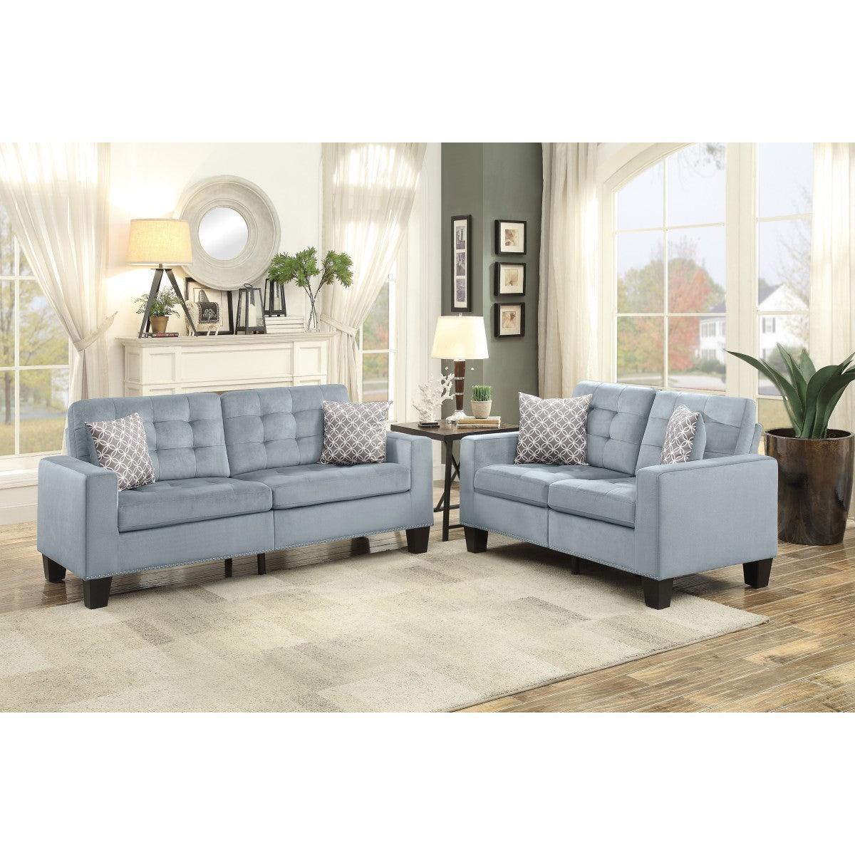 Lantana Gray Fabric Tufted Sofa Love - Image 2