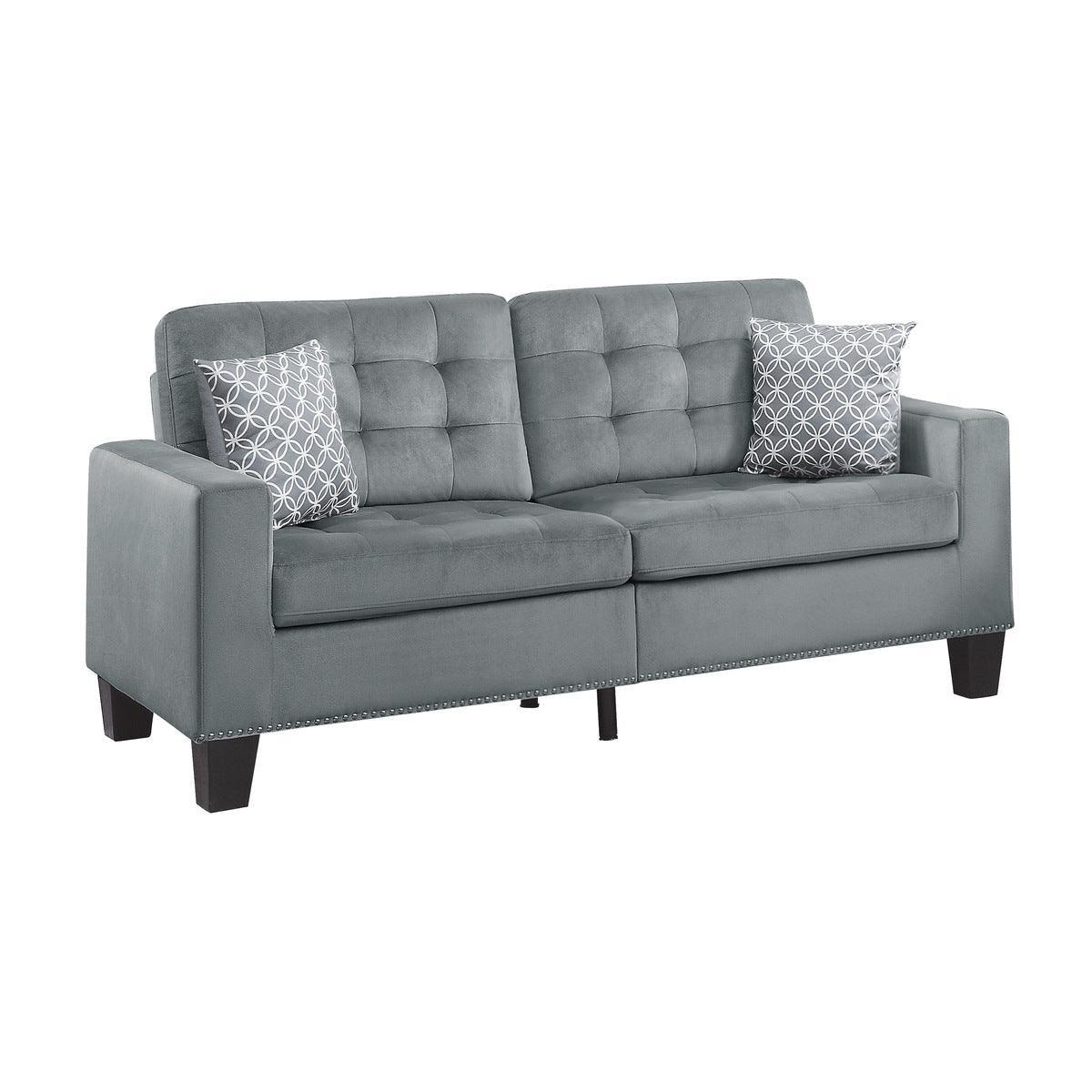Lantana Gray Fabric Tufted Sofa - Image 2