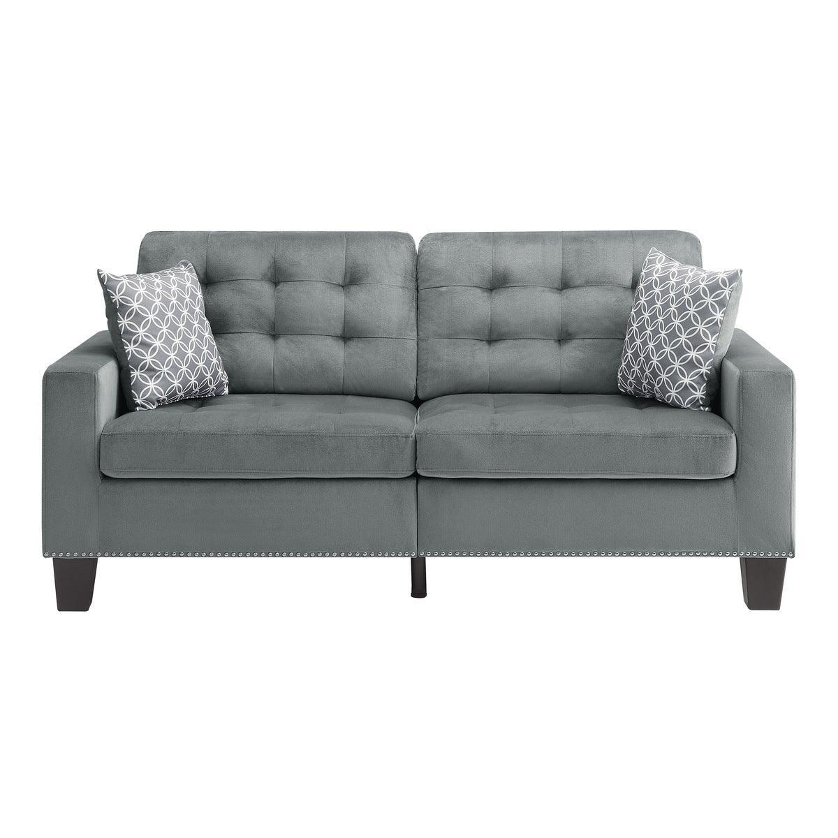 Lantana Gray Fabric Tufted Sofa - Image 1
