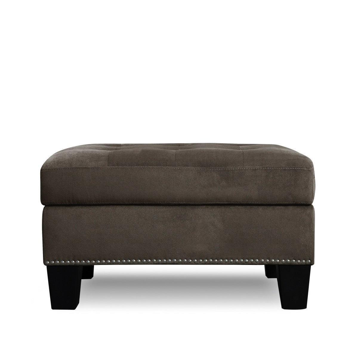Lantana Chocolate Velvet Upholstered Tufted Storage Ottoman - Image 2