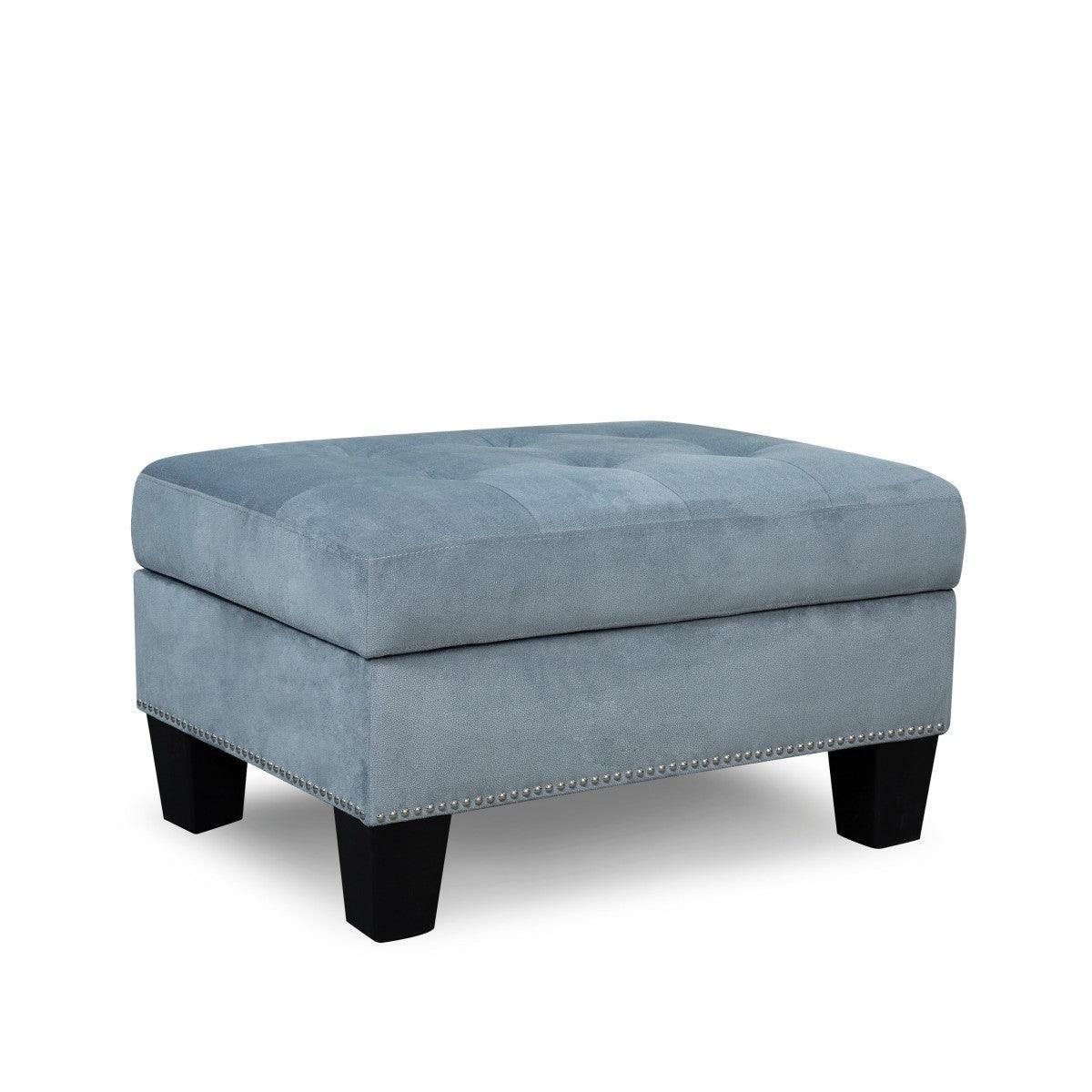Lantana Gray Velvet Upholstered Tufted Storage Ottoman - Image 1