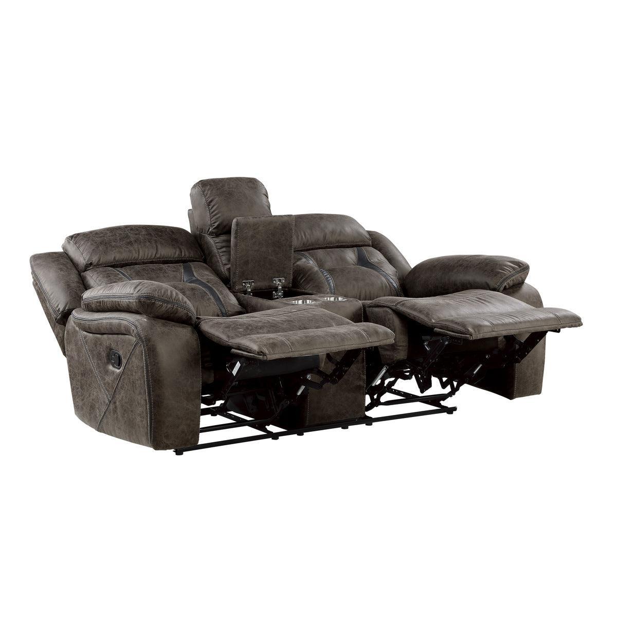 Madrona Hill Dark Brown Double Reclining Love Center Console - Image 3