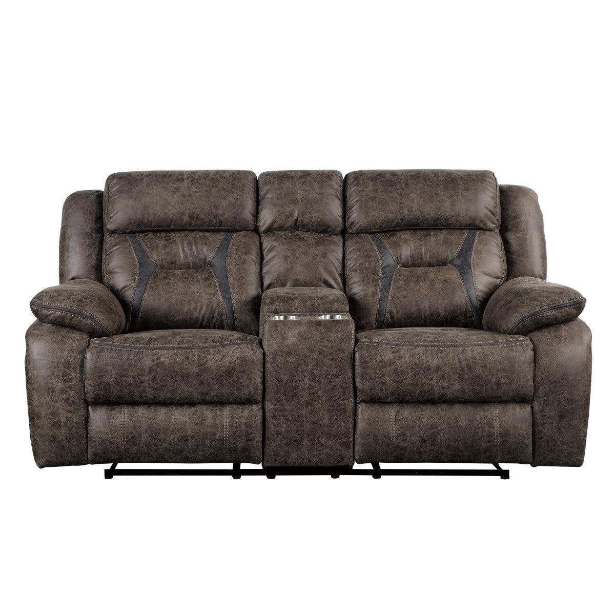 Madrona Hill Dark Brown Double Reclining Love Center Console - Image 1